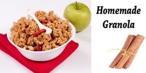 Homemade granola with apples and cinnamon from the best nursery near me.