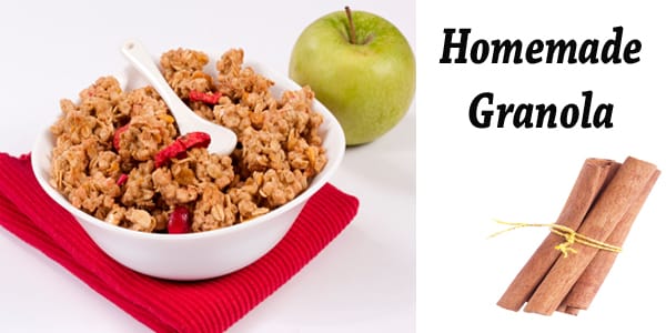 Homemade granola with apples and cinnamon from the best nursery near me.