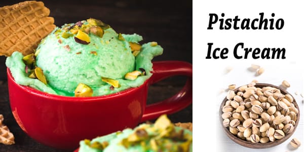 Pistachio ice cream in a mug available at the best garden center near me.