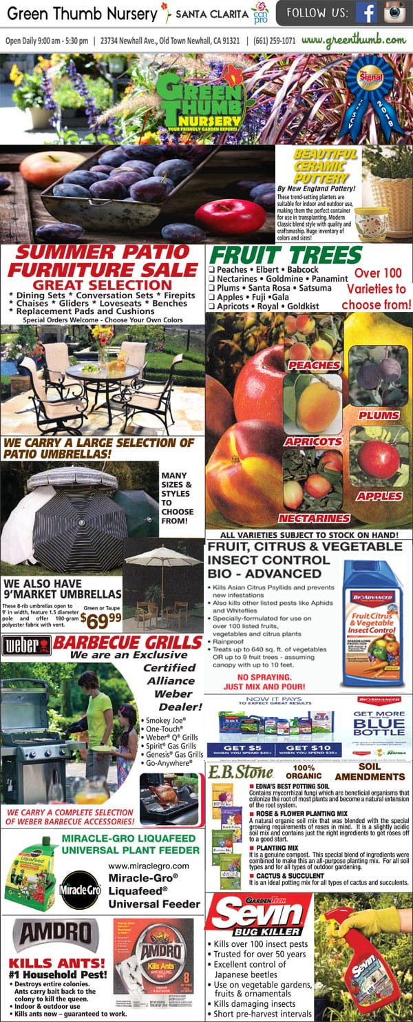 The front page of the greenthrower magazine featuring the best garden center near me and a socal nursery.