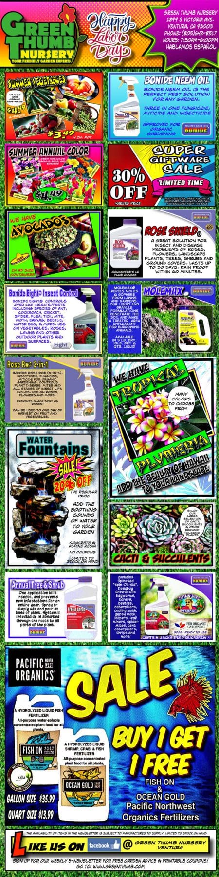The front page of a magazine displaying a vibrant array of items from the best garden center and nursery near me in SoCal.