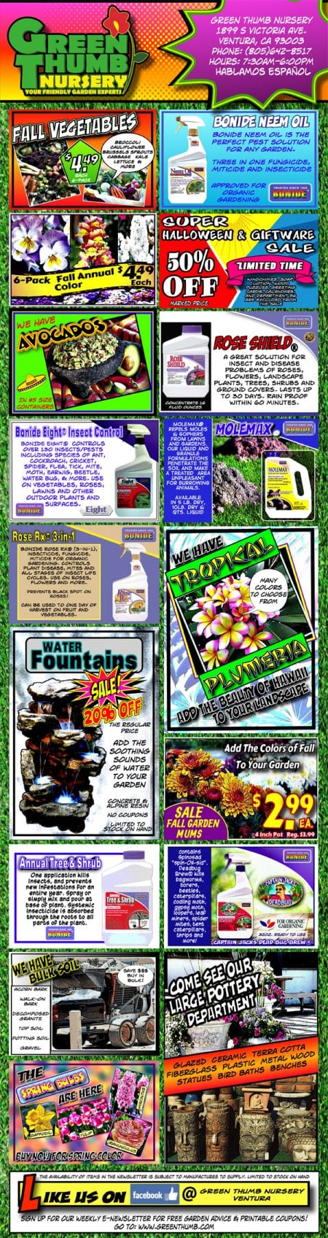 The front page of a magazine showcasing various pictures from the best garden centers and nurseries near me in Southern California.