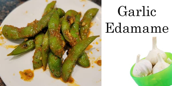 Green beans and garlic paired with garlic edamame.