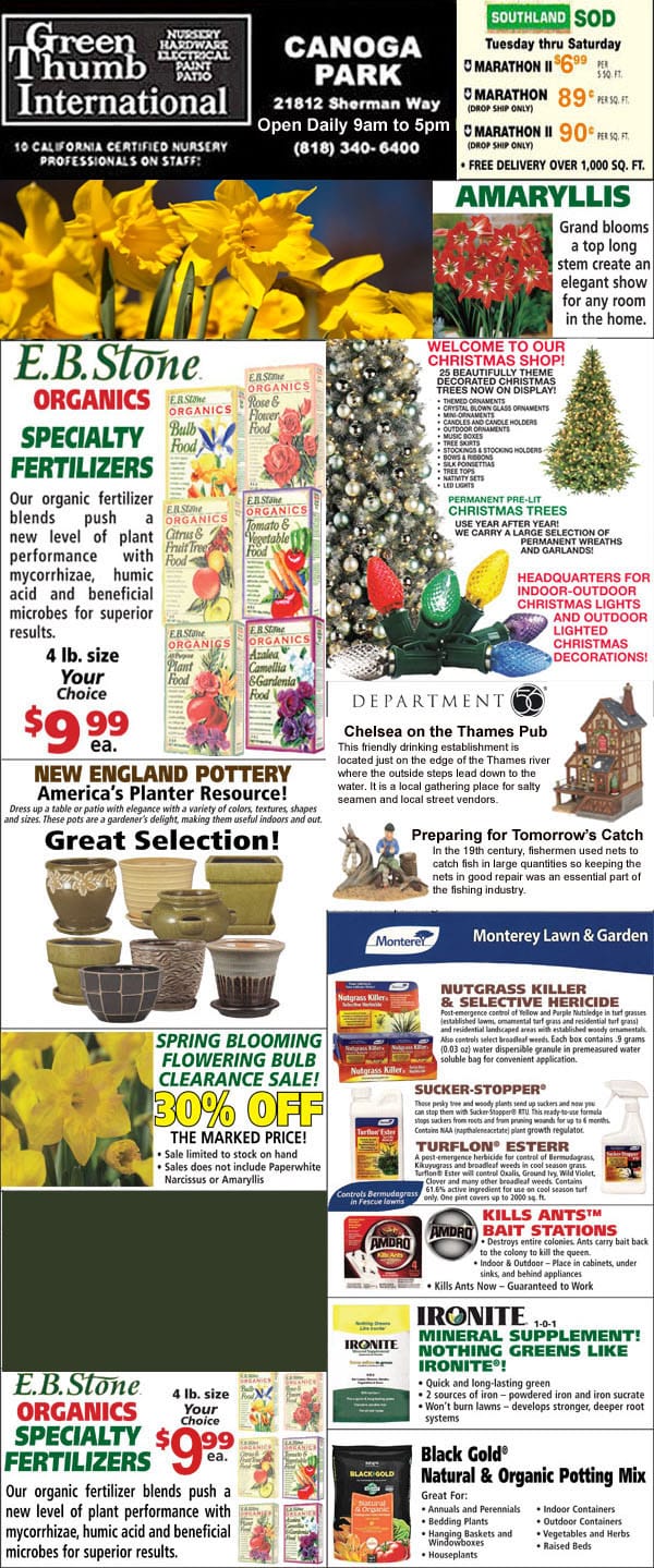 A flyer showcasing the best garden center near me with a variety of flowers and plants.