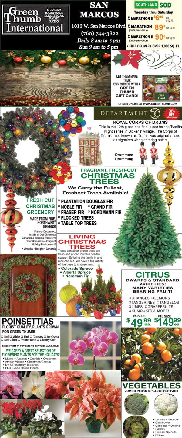 A flyer showcasing a variety of Christmas decorations.