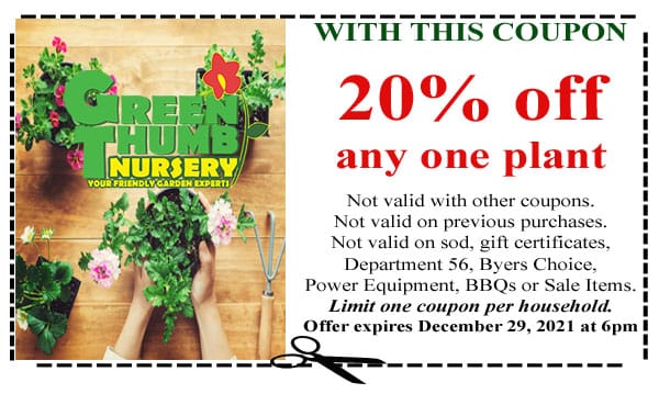 A 20% off coupon for the best plant nursery near me.