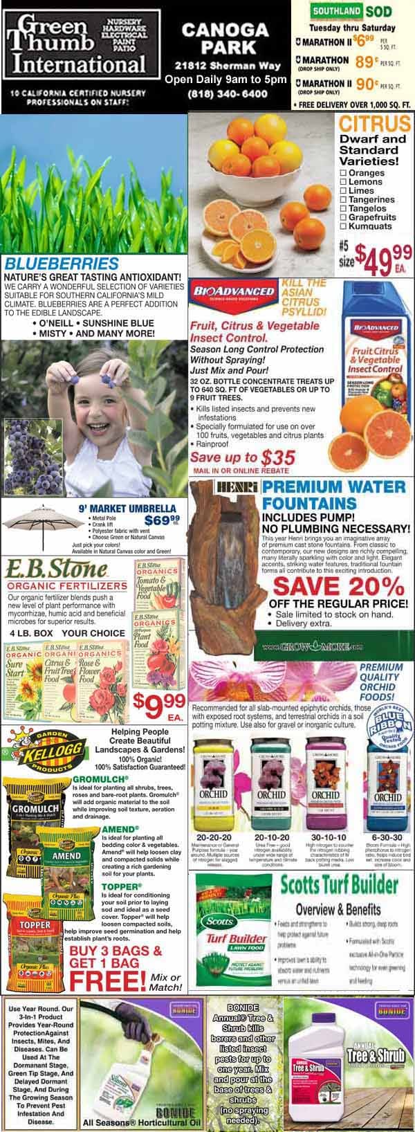 The front page of a magazine featuring a variety of products from the best garden center near me.
