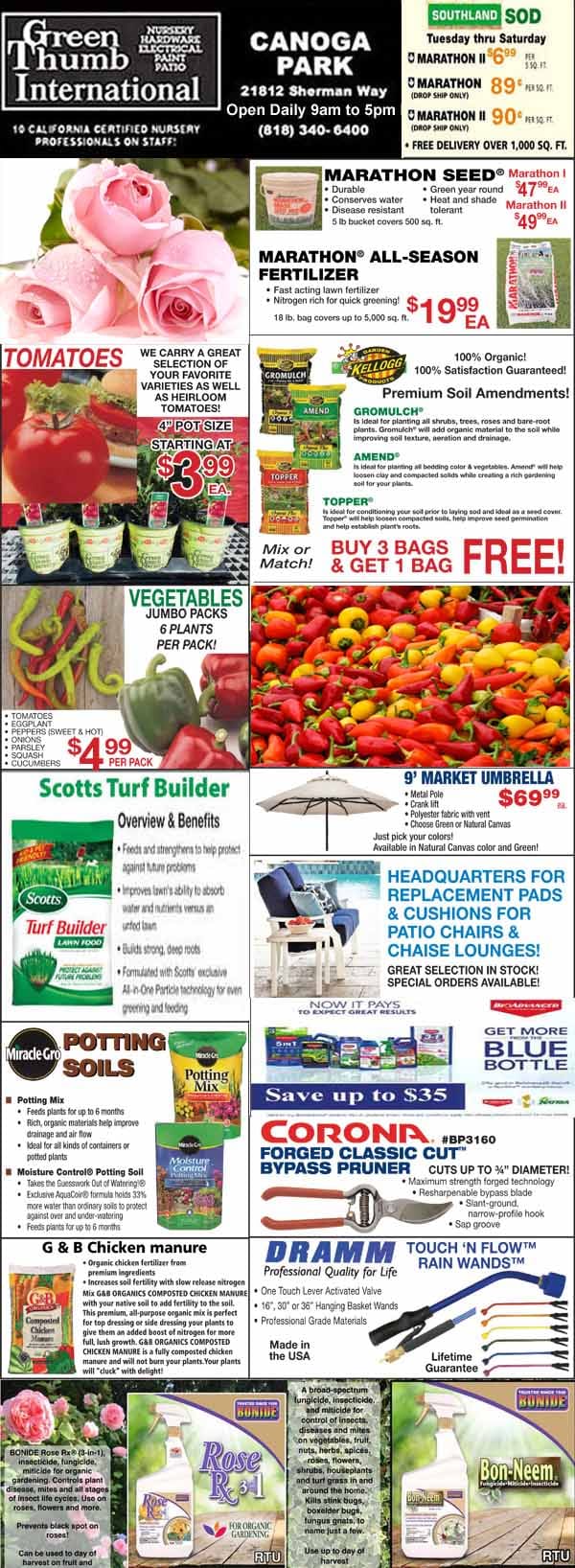 A flyer showcasing a variety of plants and flowers at the best plant nursery near me.