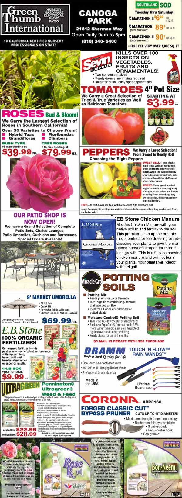 Front page of a newspaper featuring plants and flowers from the best garden center and plant nursery near me.