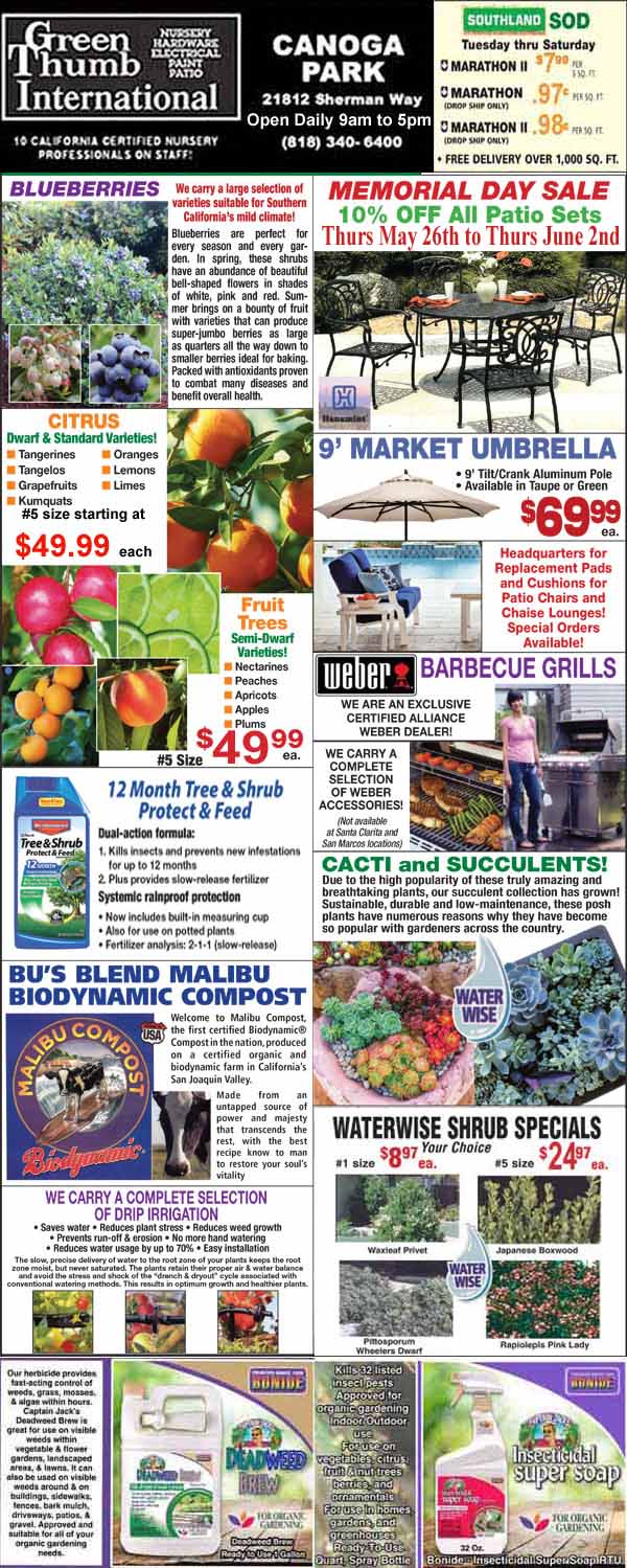 A flyer for the best garden center near me with a variety of products.