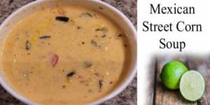 Delicious Mexican street corn soup in a bowl at a nearby garden center.