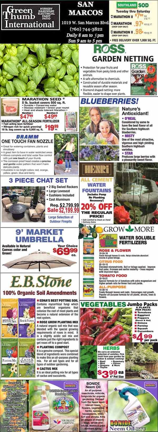 The front page of a newspaper with a picture of a garden highlighting the best garden center near me.