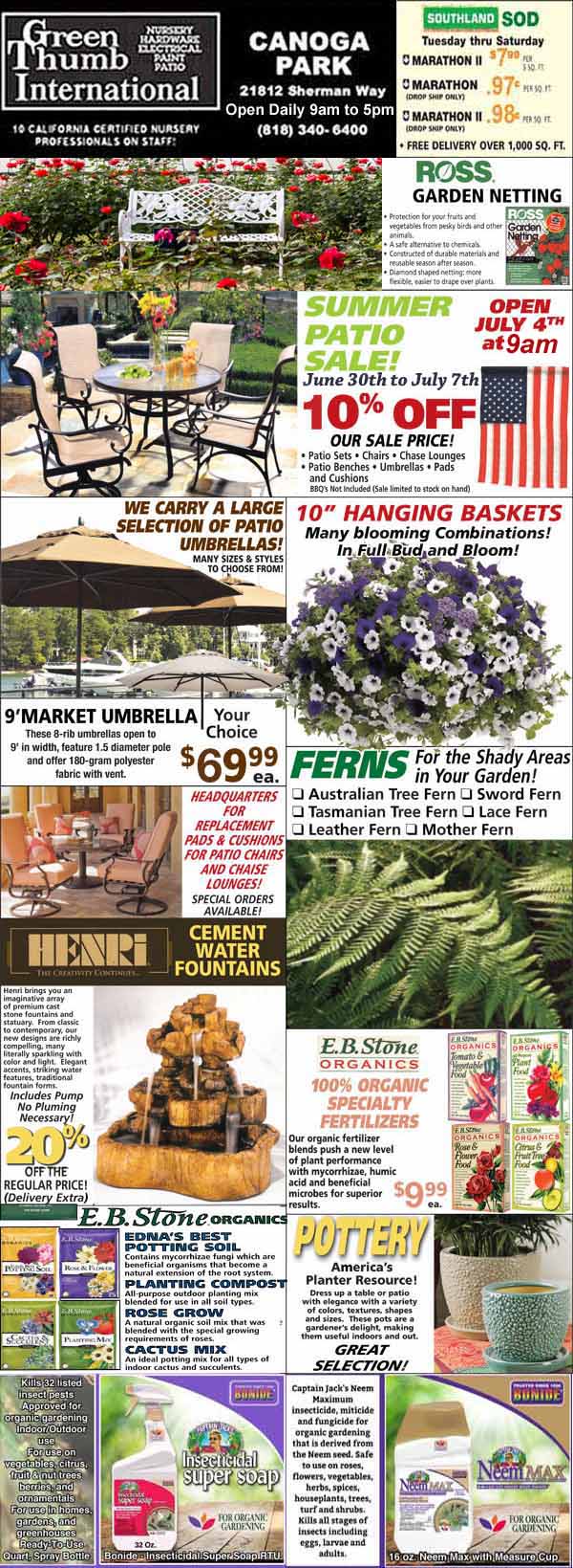 A newspaper ad for the best garden center and nursery near me.