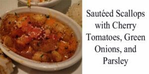 Steamed scallops with cherry tomatoes, green onions, and parsley from the best garden center near me.