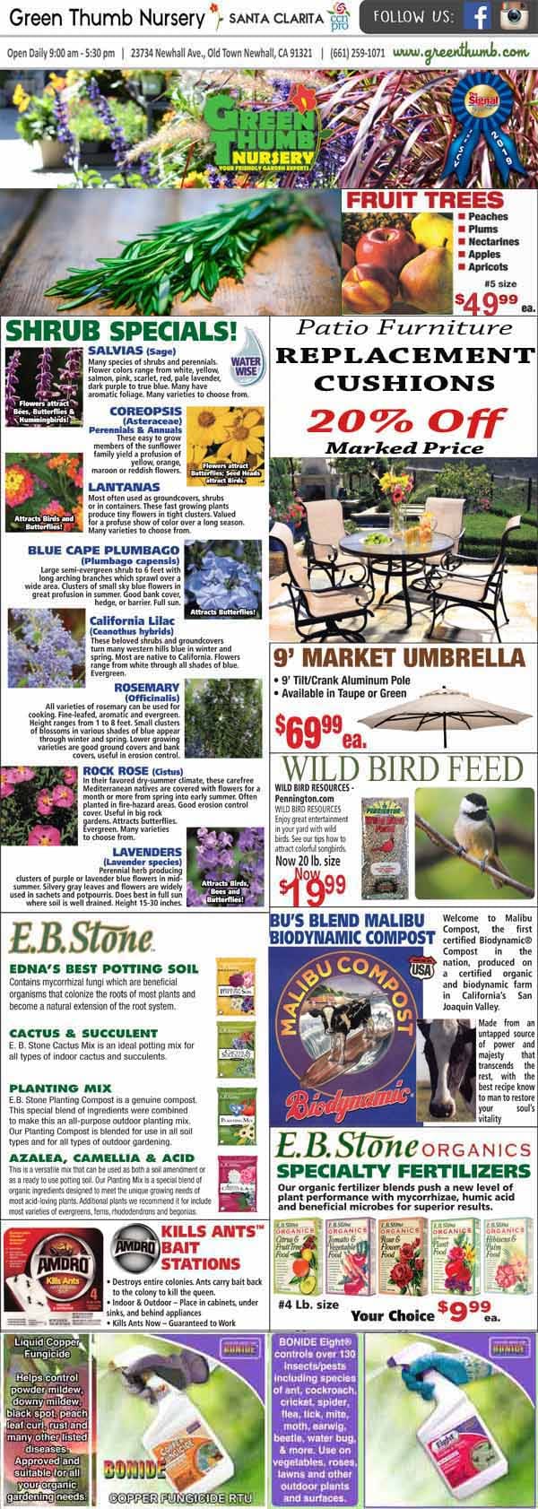 The front page of a newspaper with pictures of plants and flowers, highlighting the best nursery near me.