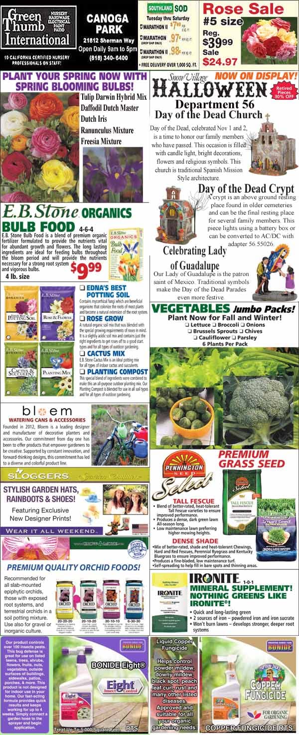 The front page of a newspaper featuring a variety of plants and flowers from the best nursery and garden center near me.