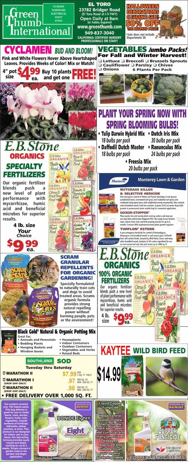 The front page of a newspaper showcasing a wide array of plants and flowers from the best garden center near me.