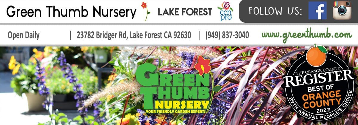 green thumb lake forest banner 2023 Green Thumb garden center best nursery of orange county best plant nursery orange county nurseries near me lake forest
