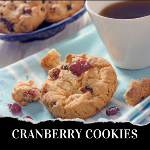 Cranberry cookies with a cup of coffee.