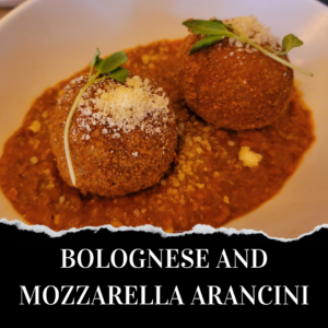 Bolognaise and mozarella arancini.