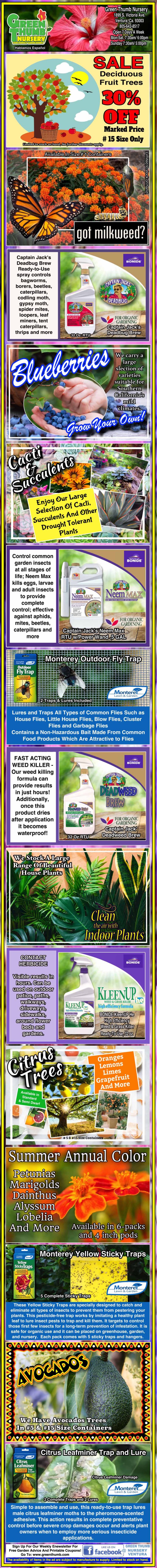 A vertical collage of colorful advertisements for various gardening and hydroponic nutrient products, featuring bottles, plants, text, and promotional graphics.