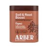 A brown container labeled "Soil & Root Boost" by Arber, featuring organic concentrated mycorrhizae for healthier soil and enhanced root surface area, net weight 4 oz (113 g).