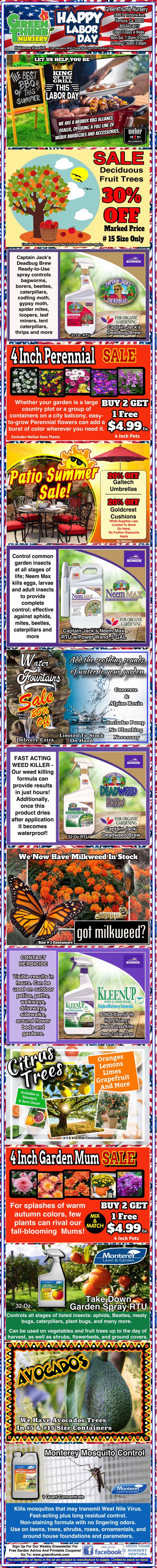 Infographic with colorful sections detailing tips on lawn, garden, and plant care, including soil health, fertilizer use, pest control, and maintenance strategies.