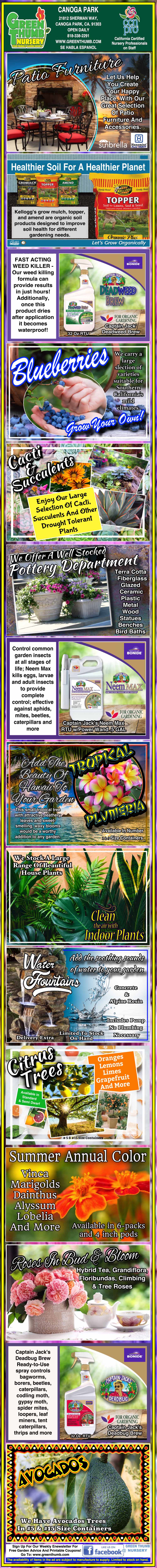 Vertical collage of agricultural product ads featuring livestock feeds, club supplies, plant nutrients, seed treatments, and animal health solutions, with colorful text and images of products.