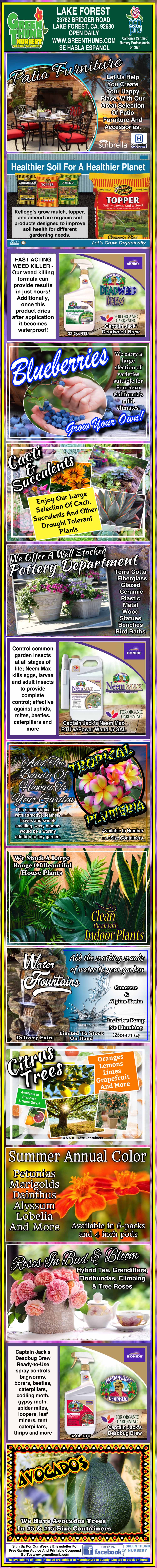 Colorful vertical advertisement for organic farm products, including fruits, vegetables, livestock, processed foods, and related services, with images and contact details throughout the design.